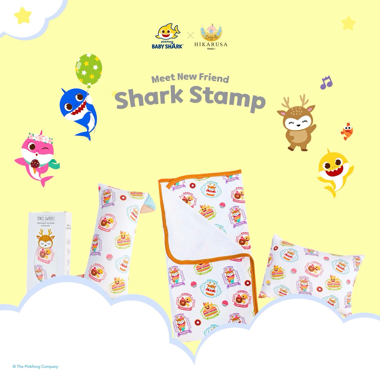 Shark stamp pillow