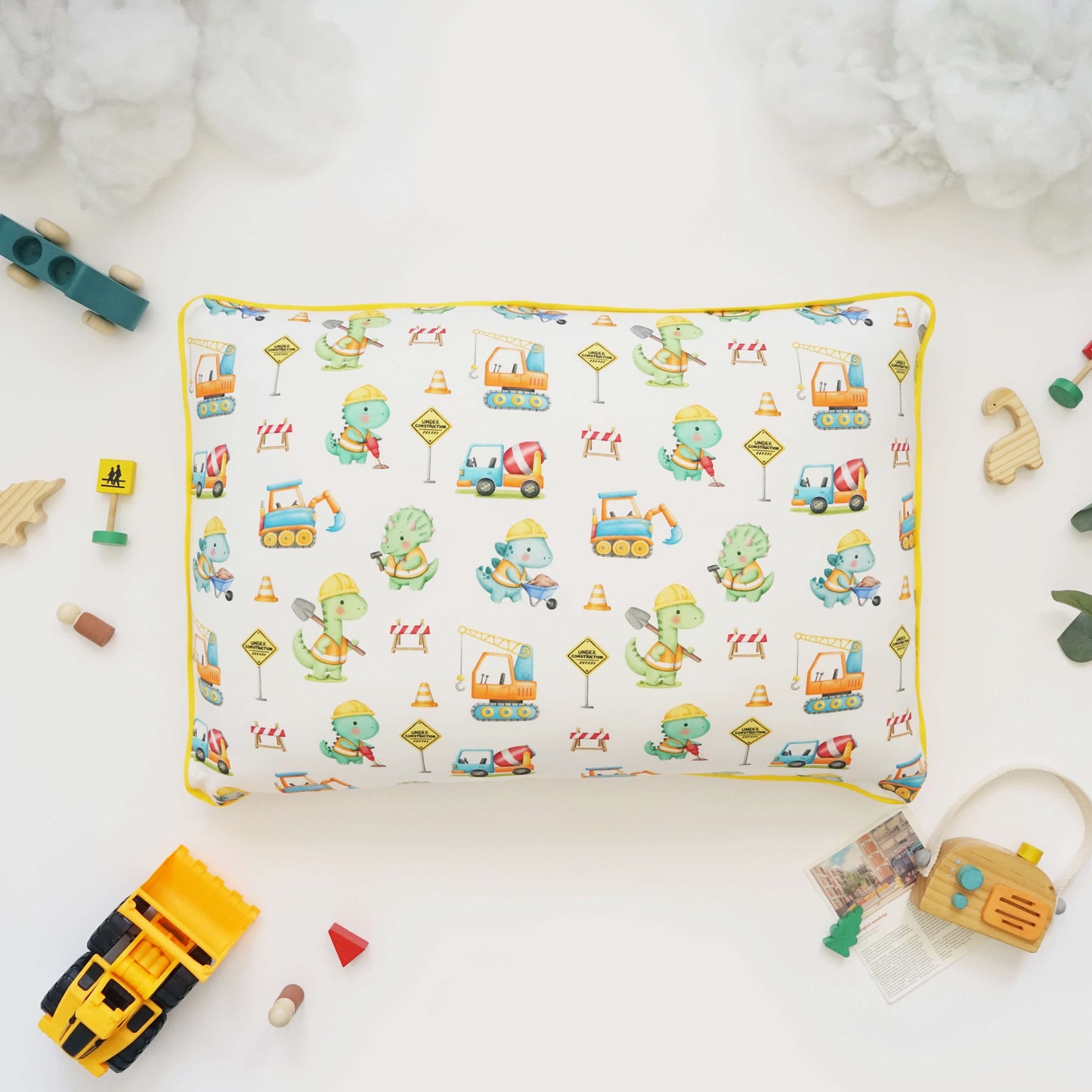 Dino construction pillow