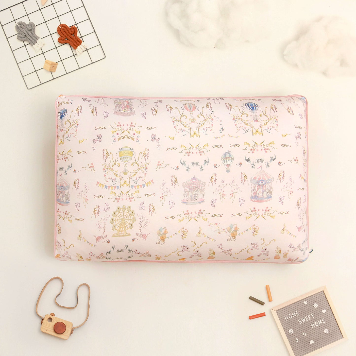 Carousel pink pillow