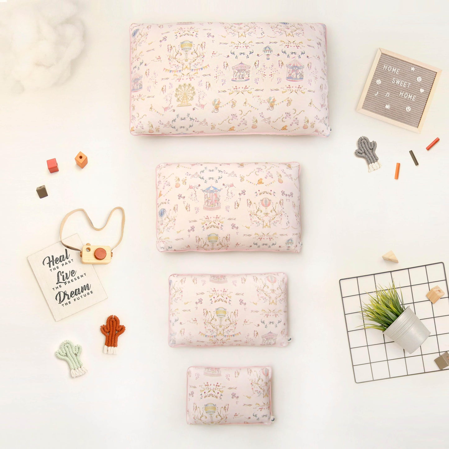 Carousel pink pillow