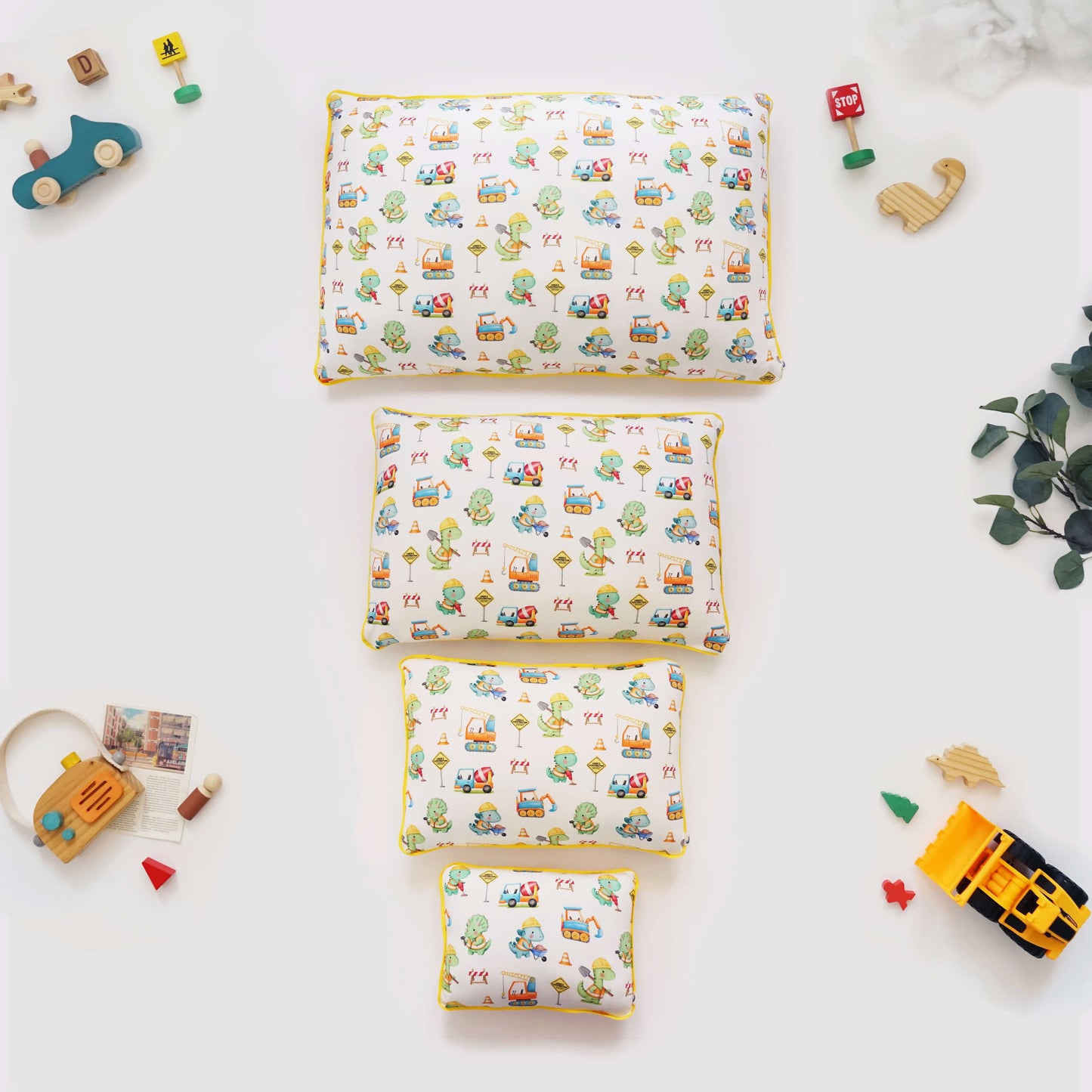 Dino construction pillow